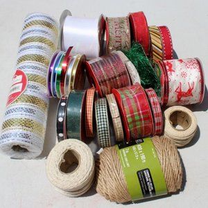 Crafting Ribbon & Twine - Holiday Scrapbooking Gifts - Huge Bundle Mixed Lot